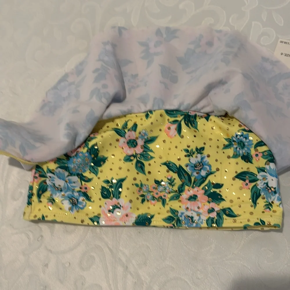 Nicole Miller Kids Floral Ruffle 2 Piece Swim Set  size 6. - Picture 8 of 12